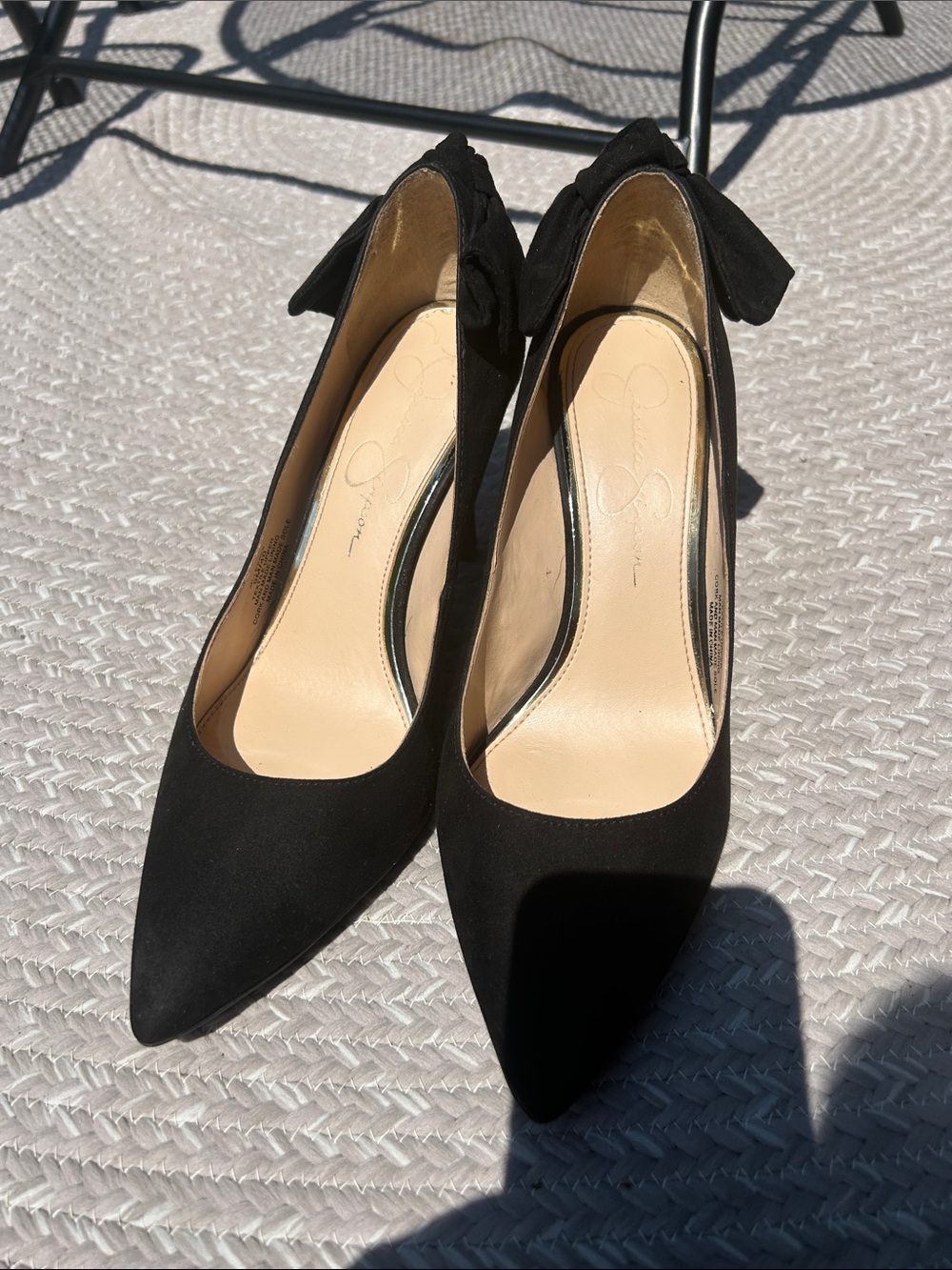 Jessica Simpson Classic Black Pointed-Toe Women’s Pumps with Bow Accent - Picture 1 of 5